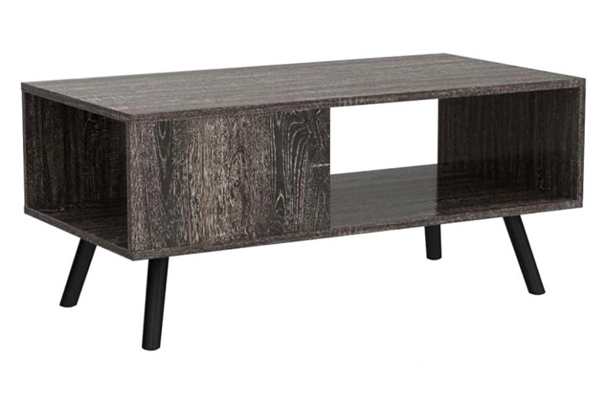 FaFurn™ Modern Mid-Century Coffee Table Living Room Storage Shelf - Rustic Black