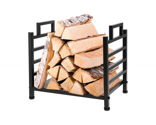 FaFurn - Modern Black Wrought Iron Indoor Outdoor Firewood Holder Log Rack