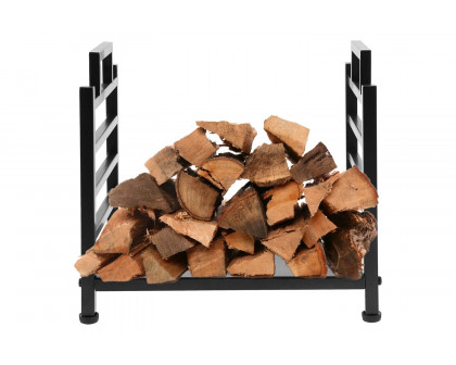 FaFurn Modern Black Wrought Iron Indoor Outdoor Firewood Holder Log Rack