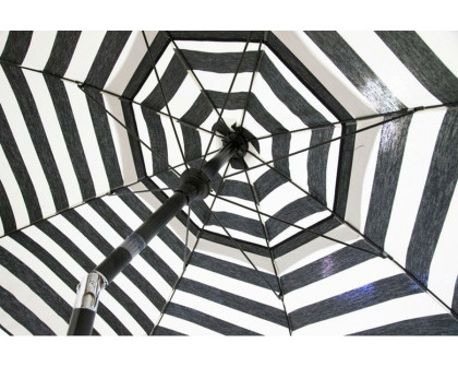 FaFurn - 6 Foot Black/White Stripe Drape Umbrella Manual Lift with Tilt