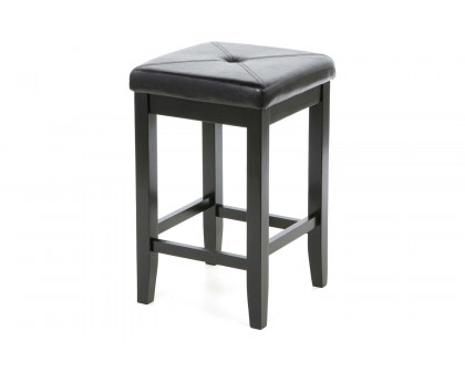 FaFurn - Black 24-Inch Backless Barstools with Faux Leather Seat (Set of 2)