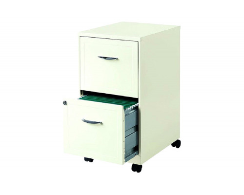 FaFurn - 2-Drawer Pearl White Steel File Cabinet with Casters