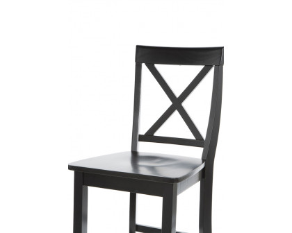 FaFurn X-Back 30-Inch Solid Wood Barstool (Set of 2) - Black