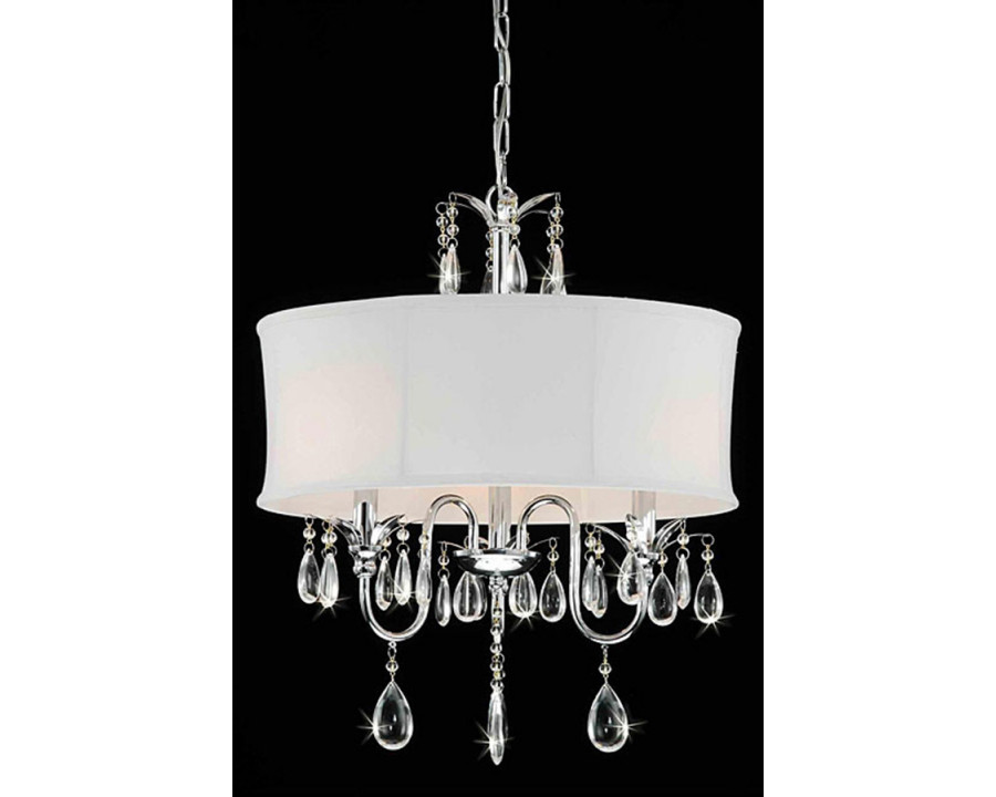 FaFurn - 3-Light Chrome Crystal Chandelier with Fabric Shade