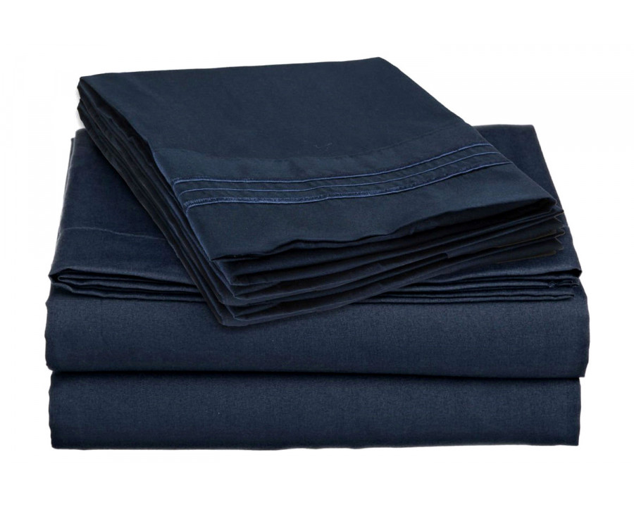 FaFurn - King Size 4-Piece Wrinkle-Free Microfiber Sheet Set in Navy Blue