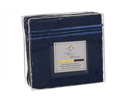 FaFurn - King Size 4-Piece Wrinkle-Free Microfiber Sheet Set in Navy Blue