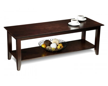 FaFurn™ - Espresso Wood Grain Coffee Table with Bottom Shelf