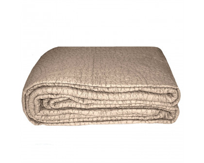 FaFurn 3-Piece Cal/King Size Bedspread with Shamps - Taupe, Cotton