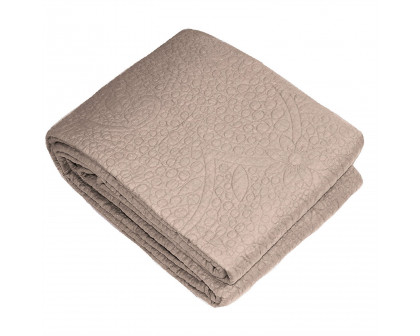 FaFurn 3-Piece Cal/King Size Bedspread with Shamps - Taupe, Cotton