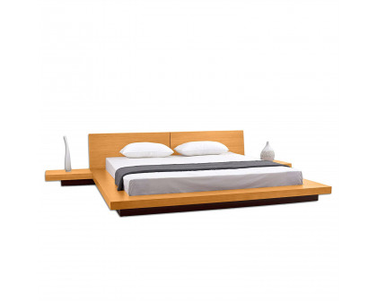 FaFurn - Cal/King Size Platform Bed Frame with Headboard and 2 Nightstands