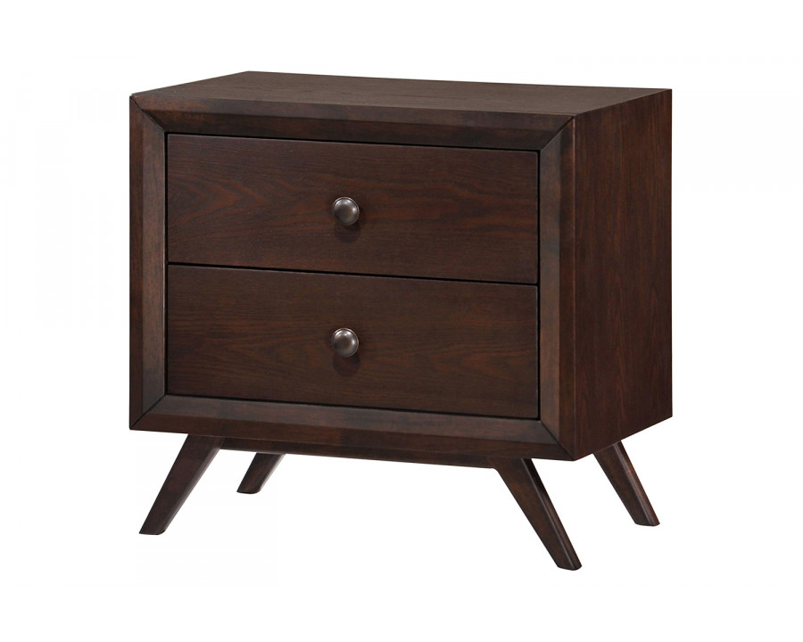 FaFurn - Mid-Century Modern Style End Table Nightstand in Cappuccino Wood Finish