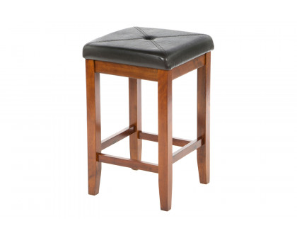 FaFurn - Vintage Bar Stools with Faux Leather Cushion Seat (Set of 2)