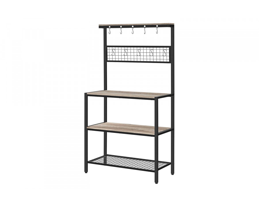 FaFurn - 3-Shelf Metal Rustic Wood Kitchen Baker'S Rack Microwave Stand