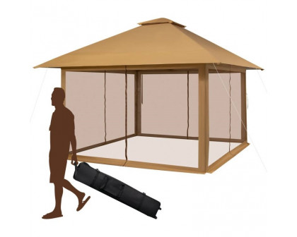 FaFurn Gazebo with Mesh Mosquito Netting Sidewalls - Beige, Metal/Polyester