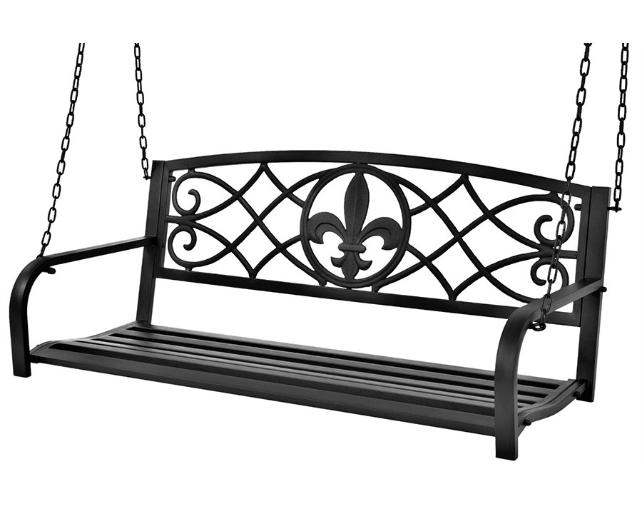 FaFurn - Farmhouse Sturdy 2 Seat Porch Swing Bench Scroll Accents