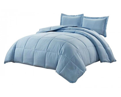 FaFurn Reversible Microfiber Down Alternative Comforter Set - Blue, Queen Size