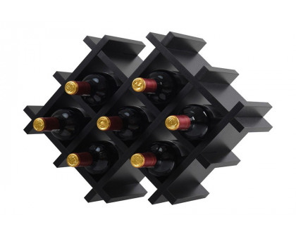 FaFurn - Black 5 Piece Wall Mounted Wine Rack Set with Storage Shelves