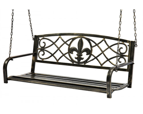 FaFurn Farmhouse Sturdy 2 Seat Porch Swing Bench Scroll Accents - Bronze