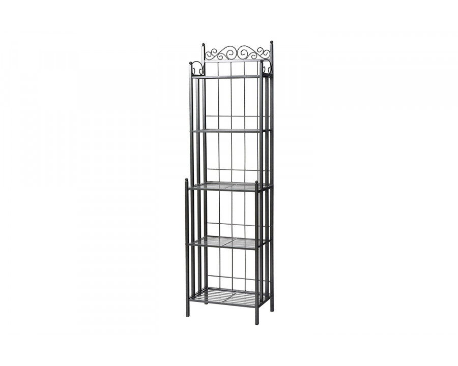 FaFurn - Narrow Wrought Iron Bakers Rack with 5 Shelves