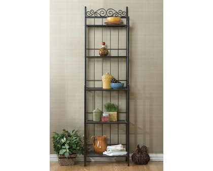 FaFurn - Narrow Wrought Iron Bakers Rack with 5 Shelves