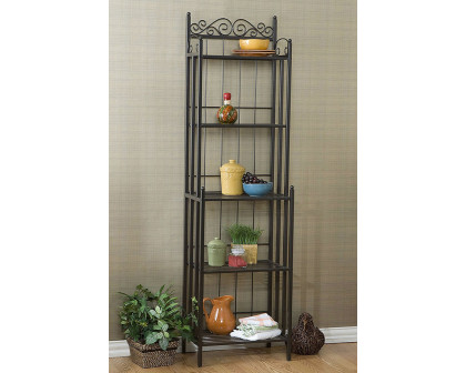 FaFurn - Narrow Wrought Iron Bakers Rack with 5 Shelves