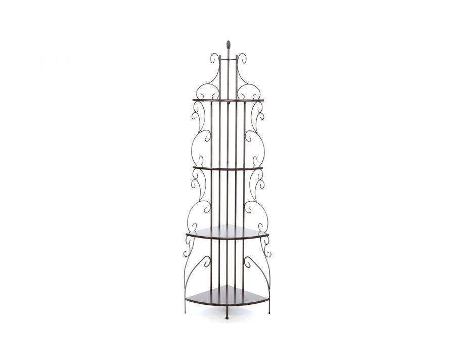 FaFurn - Ornate 4-Tier Metal Corner Bakers Rack Kitchen Dining Shelf