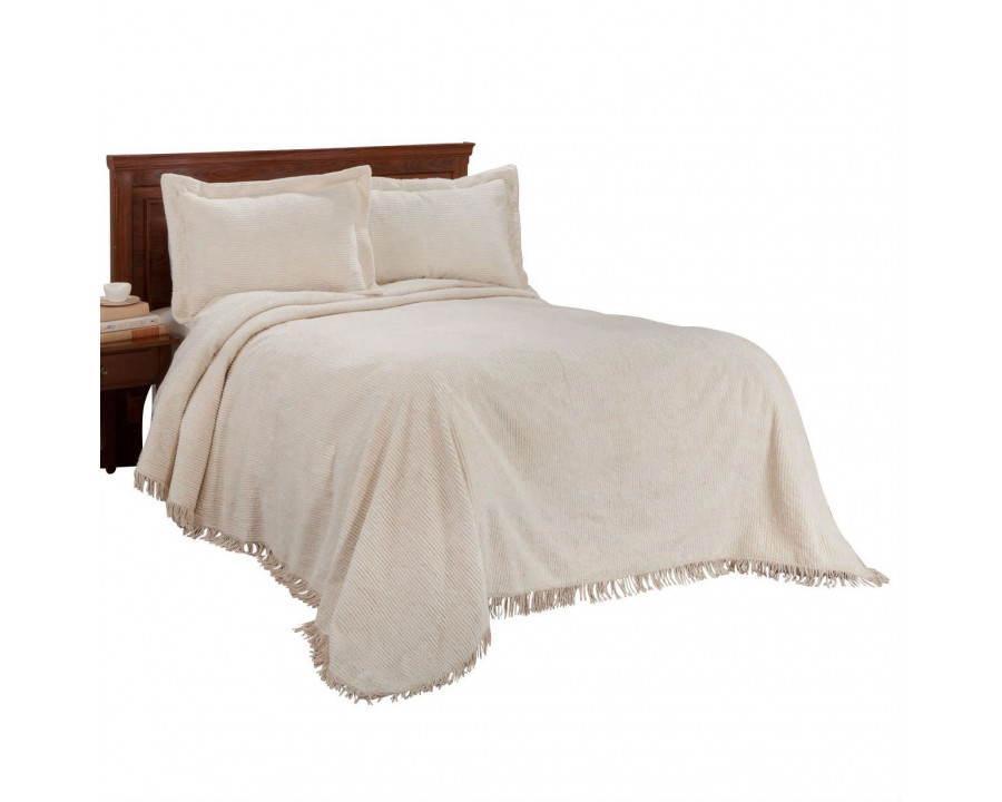 FaFurn - Queen Size Bedspread Set with Fringe Edge in Cotton