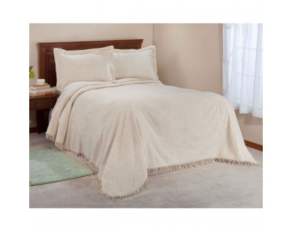 FaFurn - Queen Size Bedspread Set with Fringe Edge in Cotton