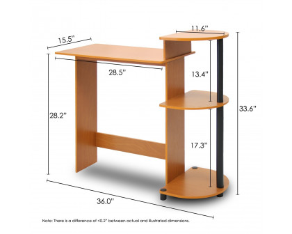 FaFurn - Modern Computer Desk in Cherry Black, Wood