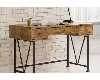 FaFurn Farmhouse Rustic Home Office 3 Drawer Writing Desk