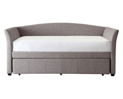 FaFurn - Twin Size Gray Upholstered Daybed with Roll-Out Trundle Guest Bed