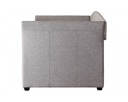 FaFurn - Twin Size Gray Upholstered Daybed with Roll-Out Trundle Guest Bed