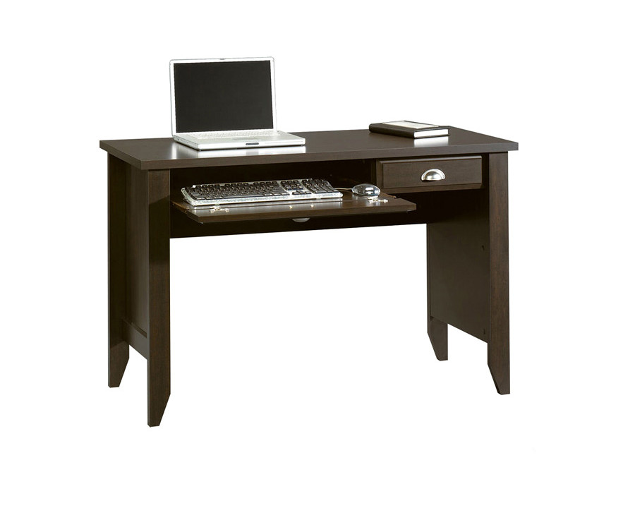 FaFurn - Computer Desk with Keyboard Tray in Dark Brown Wood Finish