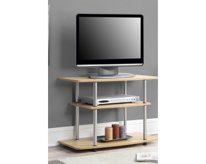 FaFurn - Modern TV Stand Wood Finish with Sturdy Stainless Steel Poles