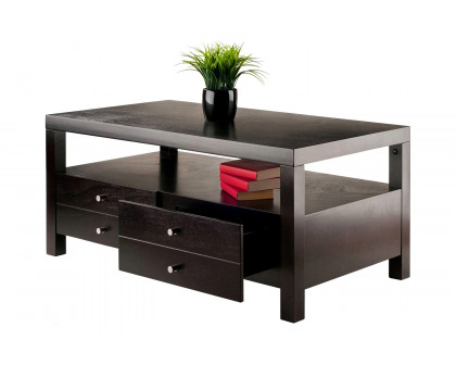 FaFurn™ - Modern Espresso 2 Drawer Coffee Table