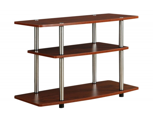 FaFurn Modern TV Stand Wood Finish with Sturdy Stainless Steel Poles - Cherry Brown