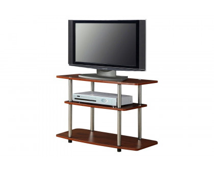 FaFurn - Modern TV Stand Wood Finish with Sturdy Stainless Steel Poles