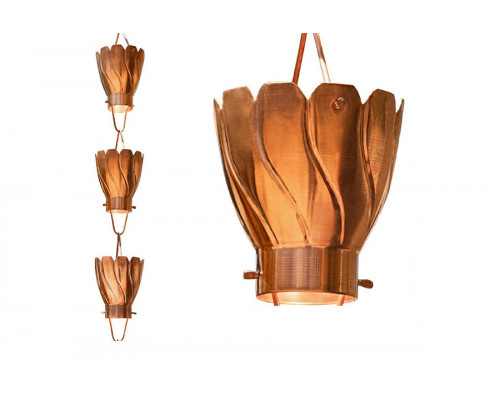 FaFurn - Copper 8.5 Ft Floral Petal Cups Rain Chain