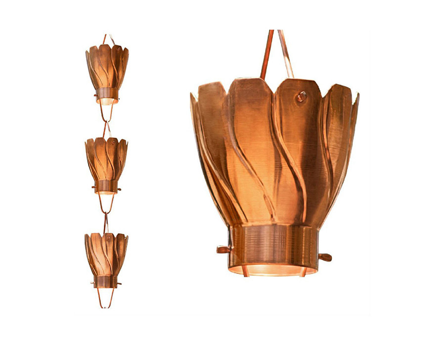 FaFurn Copper 8.5 Ft Floral Petal Cups Rain Chain