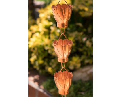 FaFurn™ - Copper 8.5 Ft Floral Petal Cups Rain Chain