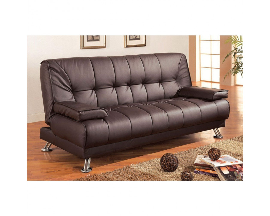 FaFurn - Modern Sofa-Bed in Brown, Faux Leather