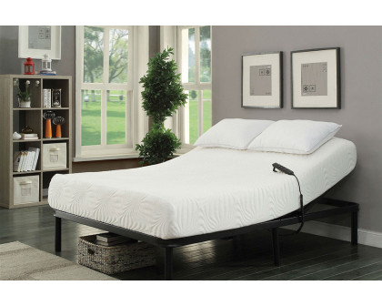 FaFurn - Full Size Sturdy Black Metal Adjustable Bed Base with Remote