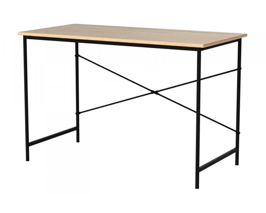 FaFurn - Modern Home Office Computer Desk Table with Black Metal Frame Wood Top in Oak