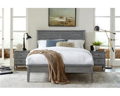 FaFurn Contemporary Solid Pine Platform Bed in Queen Size - Gray