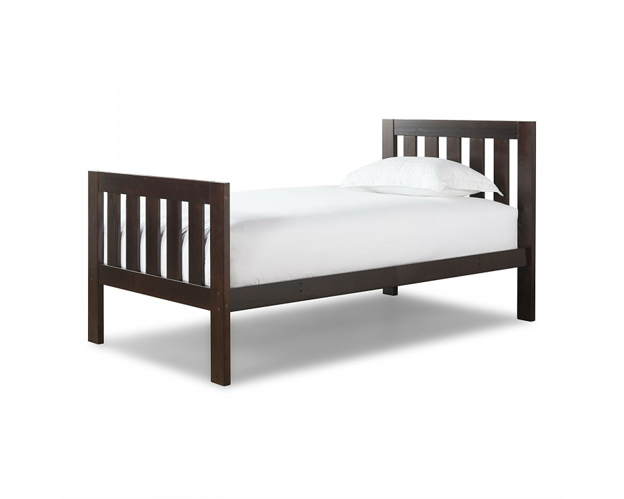 FaFurn - Twin Size Bed Frame with Headboard and Footboard in Espresso, Wood