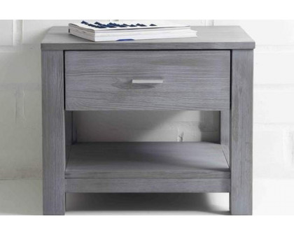 FaFurn - Contemporary Gray Solid Pine 1 Drawer Nightstand