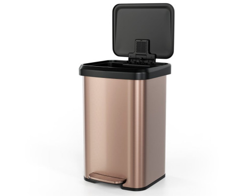 FaFurn 13 Gallon Trash Can with Soft Close Lid - Gold