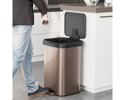 FaFurn 13 Gallon Trash Can with Soft Close Lid - Gold