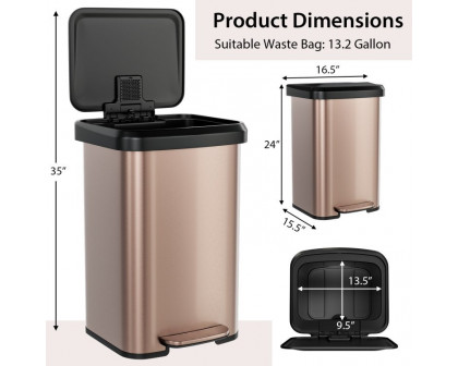 FaFurn 13 Gallon Trash Can with Soft Close Lid - Gold