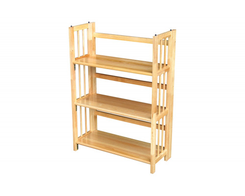 FaFurn 3-Shelf Folding Bookcase Storage Shelves - Natural Wood